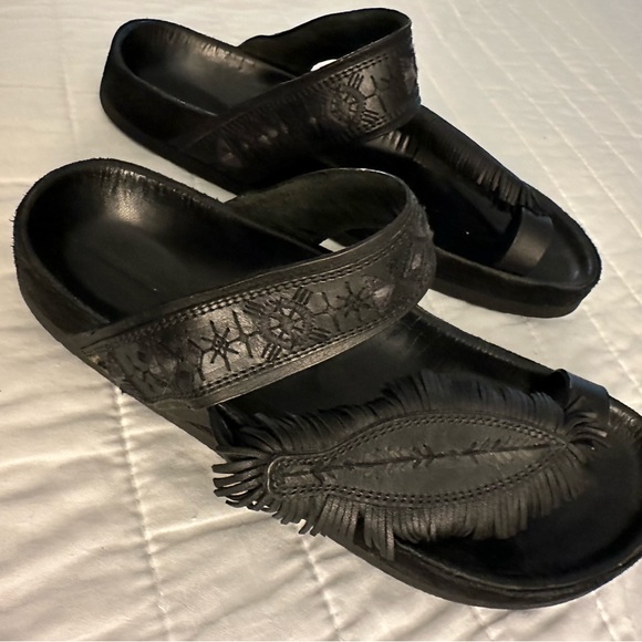 Isabel Marant Embroidered Leather Fringe Sandals - Picture 3 of 6